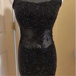 Issue NY Beaded Sheer Black dress EUC